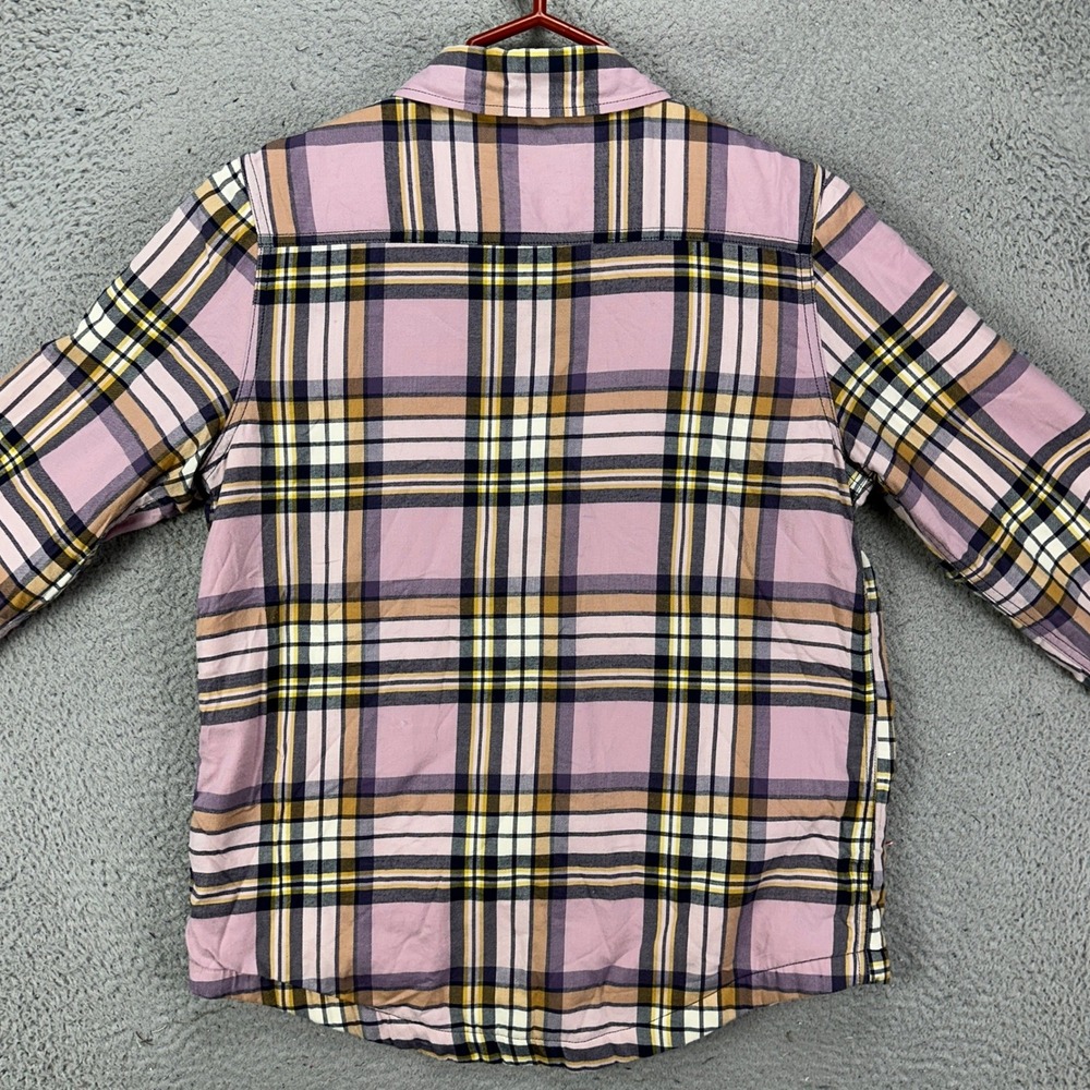 L.L. Bean Shacket Mens XS‎ Pink Blue Plaid Fleece Lined Flap Pocket Shirt Jacket - Picture 2 of 8